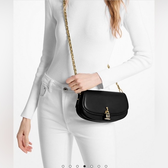 NEW w/Tags Michael Kors Mila Small Black Leather Crossbody Shoulder Bag - Picture 1 of 13